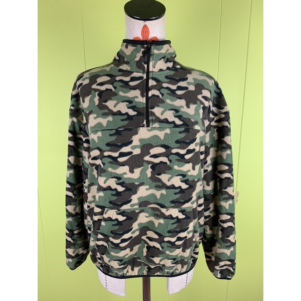 NO BOUNDARIES Women's Sweatshirt Top  Camo Juniors M 7-9  Fleece 1/4 Zip